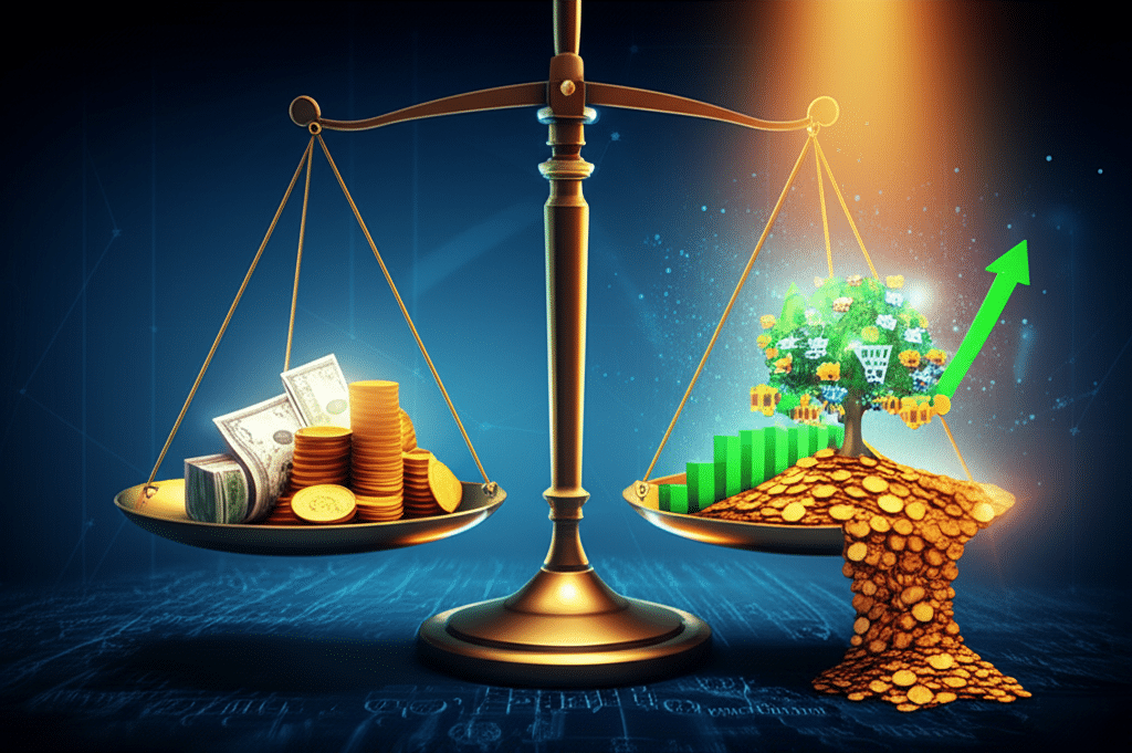 Calculadora e moedas simbolizando o cálculo do ROI em campanhas de marketing